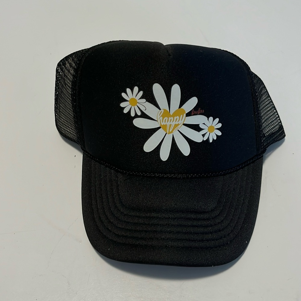 NWT BUBU girls baseball hat - adjustable - black w daisy